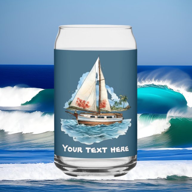 Niedliches Hawaiianisches Sailboat fügt Textstrand Dosenglas (Von Creator hochgeladen)