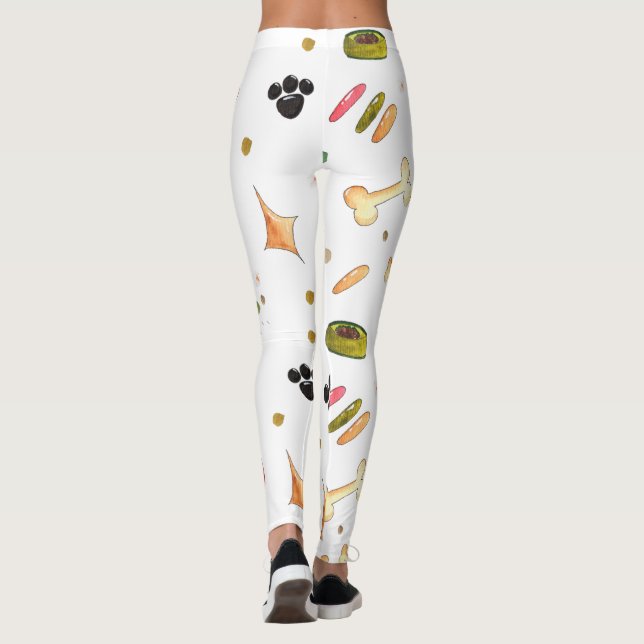 Niedliches Heimtier Thema Moderne Dog Paw Knochen  Leggings (Rückseite)