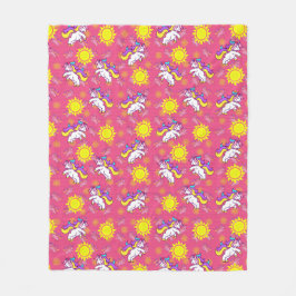 Niedliches, heiß rosa, sonniges Einhornmuster Fleecedecke