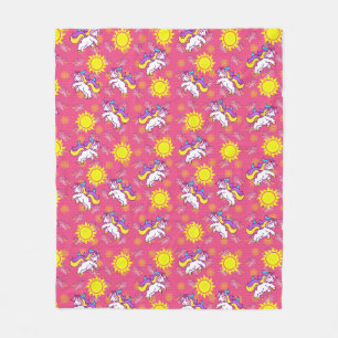 Niedliches, heiß rosa, sonniges Einhornmuster Fleecedecke