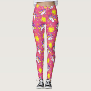Niedliches, heiß rosa, sonniges Einhornmuster Leggings