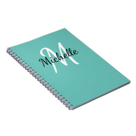 Niedliches, hellblau-weißes Monogramm Notizblock