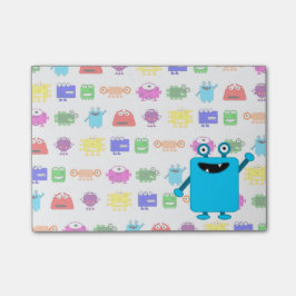 Niedliches hellblaues Cartoon-Monster Post-it Klebezettel