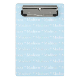 Niedliches hellblaues individuelle Name-Textmuster Mini Klemmbrett