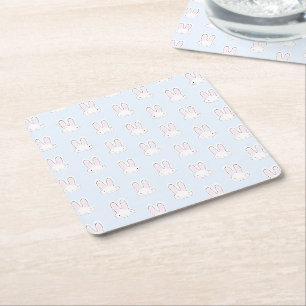 Niedliches hellblaues Kaninchen mit modernem Muste Rechteckiger Pappuntersetzer