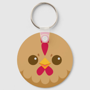 Niedliches Henne-/Huhn-Gesicht Schlüsselanhänger
