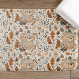 Niedliches Herbstbär- und Waldblattmuster Badematte