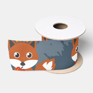 Niedliches Herbstfox-Muster Satinband