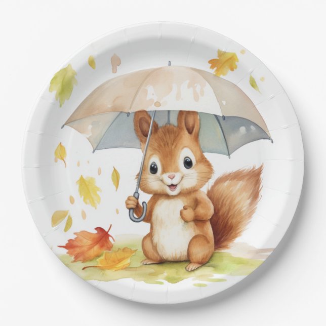 Niedliches Herbstkürbis Pappteller (Vorderseite)