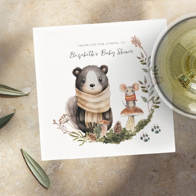 Niedliches Herbstwald | Babydusche Napkins Serviette (Von Creator hochgeladen)