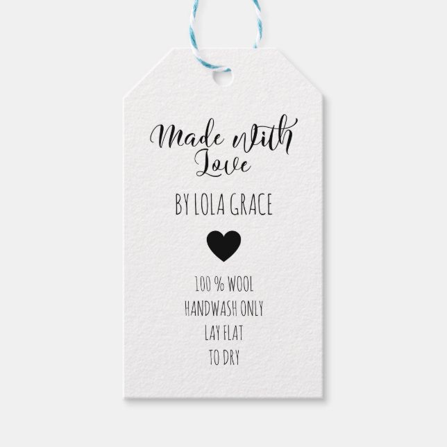 Niedliches Herz aus Liebe-Kraft-Papier Geschenkanhänger (Vorderseite)