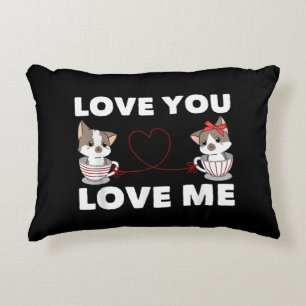 Niedliches Herz Cat Liebe Romantisches Paar Kitten Dekokissen