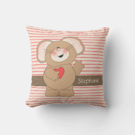 Niedliches Herz der Mausw auf Pinstripes, addieren Kissen