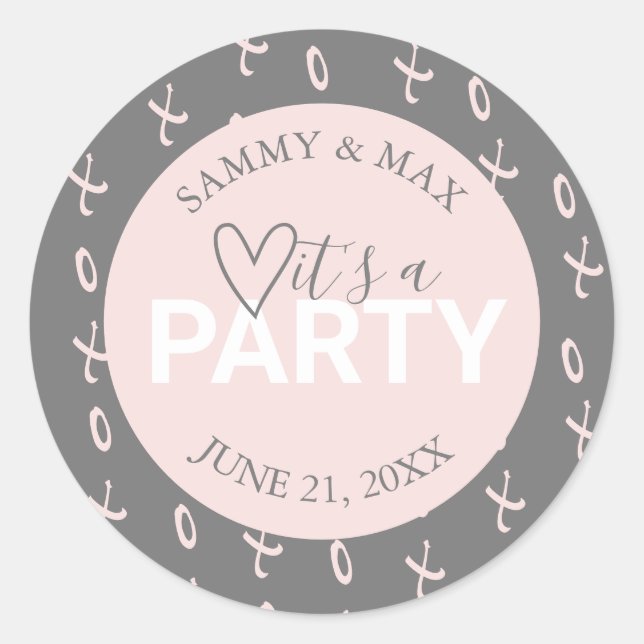 Niedliches Herz Es ist ein Party Aufkleber (Vorderseite)