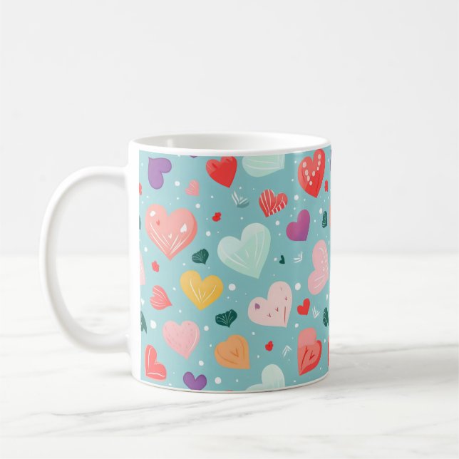 Niedliches Herz-Farbmuster Kaffeetasse (Links)