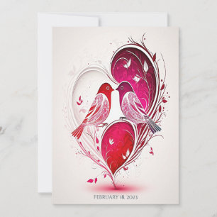 Niedliches Herz geformt Lovebirds Hochzeitseinladu Save The Date