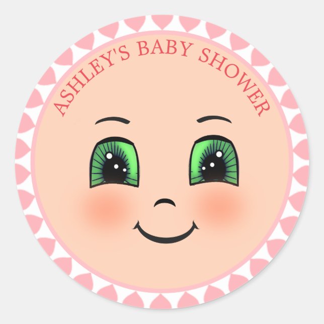 Niedliches Herz & Happy Face Baby Dusche Runder Aufkleber (Vorderseite)