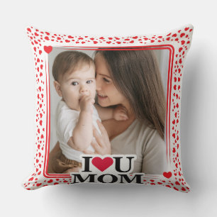 Niedliches HERZ I LIEBE DU MAMA Muttertag Foto Ges Kissen