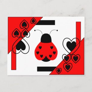 Niedliches Herz Ladybug Valentine Postkarte