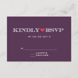 Niedliches Herz-lila rote Hochzeit UAWG Karten