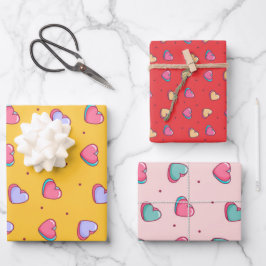 Niedliches Herz Minimalistische Liebe Muster Valen Geschenkpapier Set