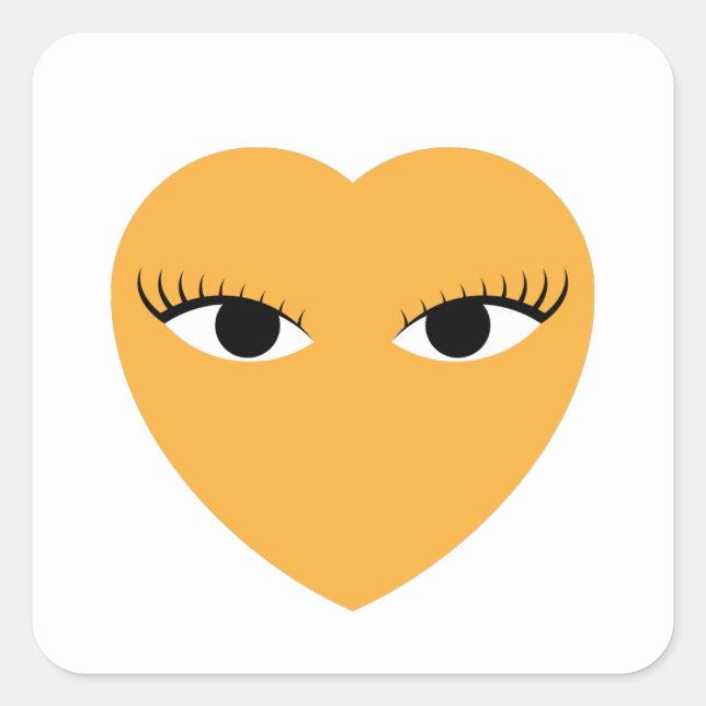 Niedliches Herz mit Augen auf weißem Rundaufkleber Quadratischer Aufkleber (Vorderseite)