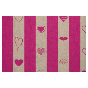 Niedliches Herz Modern Hot Pink Strip Stoff
