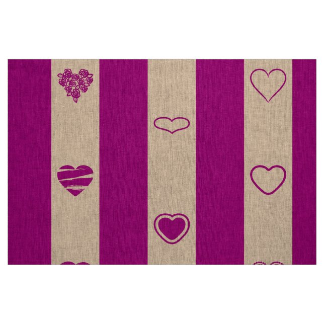 Niedliches Herz Modern Royal Fuchsia Strip Stoff (Fat Quarter (45,7 x 55,9 cm))