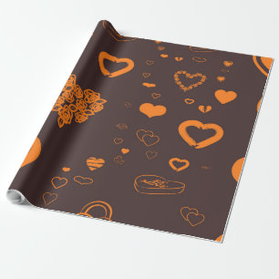 Niedliches Herz Modernes Orange Geschenkpapier