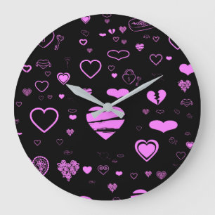 Niedliches Herz Modernes Orchid Muster Große Wanduhr