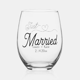 Niedliches Herz nur heiraten Skriptnamen Hochzeit Weinglas Ohne Stiel