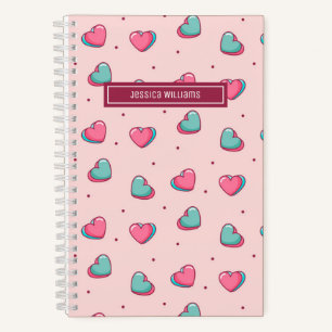 Niedliches Herz-Polka Dot Muster Sweet Retro Rosa Notizbuch