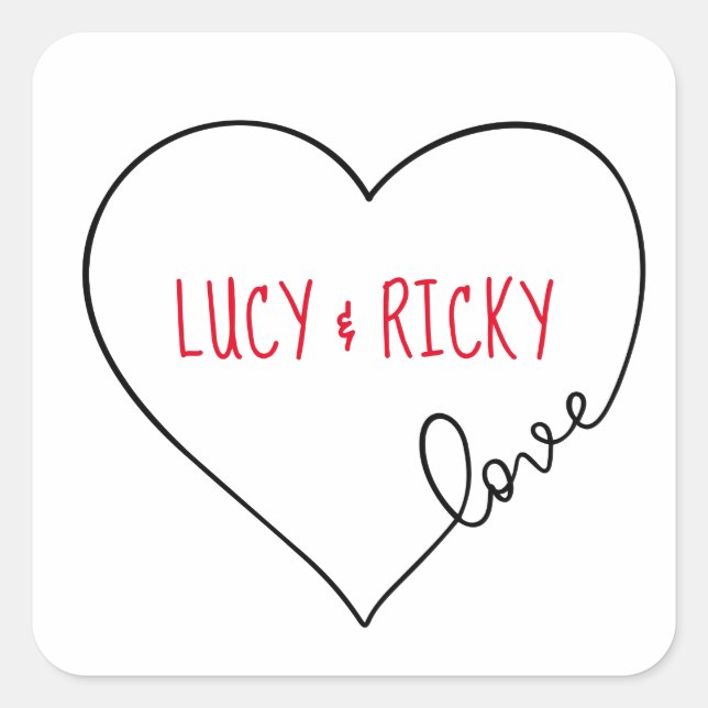 Niedliches Herz Quadratischer Aufkleber (Vorderseite)