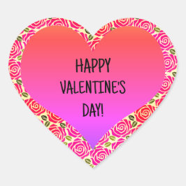 Niedliches Herz Rosa Rote Rosen Glücklicher Valent Herz-Aufkleber