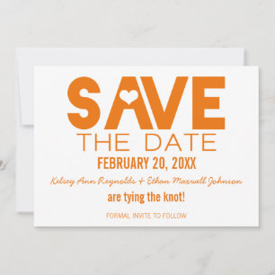 Niedliches Herz Save the Date, Orange Save The Date