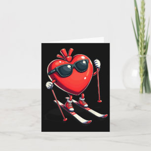Niedliches Herz Snowboarden Skifahren Valentines D Karte