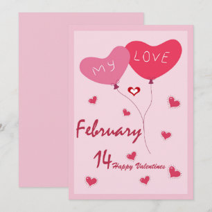 Niedliches Herz Thema rosa und rot Einladung