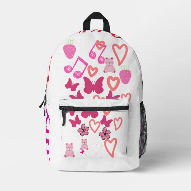 Niedliches Herz und Schmetterlinge Rosa Rucksack m (Vorderseite)