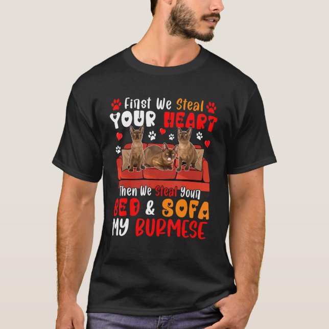 Niedliches Herz zuerst stehlen dann Bett und Sofa  T-Shirt (Vorderseite)