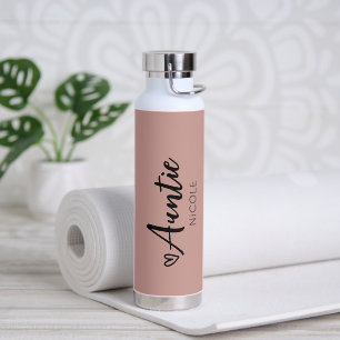 Niedliches Herzchen Tante Personalisiert Pink Taup Trinkflasche