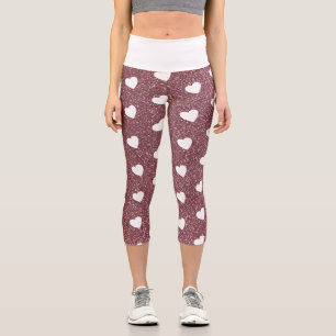 Niedliches Herzdesign Rose Gold Glitzer Capri Leggings