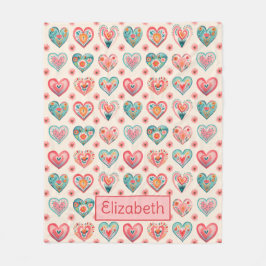 Niedliches Herzmuster Fleecedecke