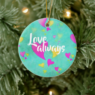 Niedliches Herzmuster Liebe Immer Valentine Keramik Ornament