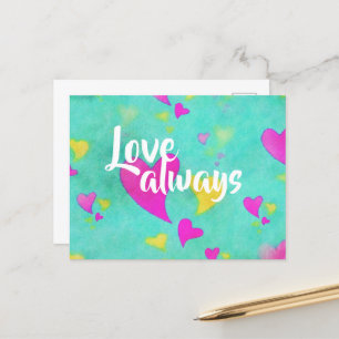 Niedliches Herzmuster Liebe Immer Valentine Postkarte