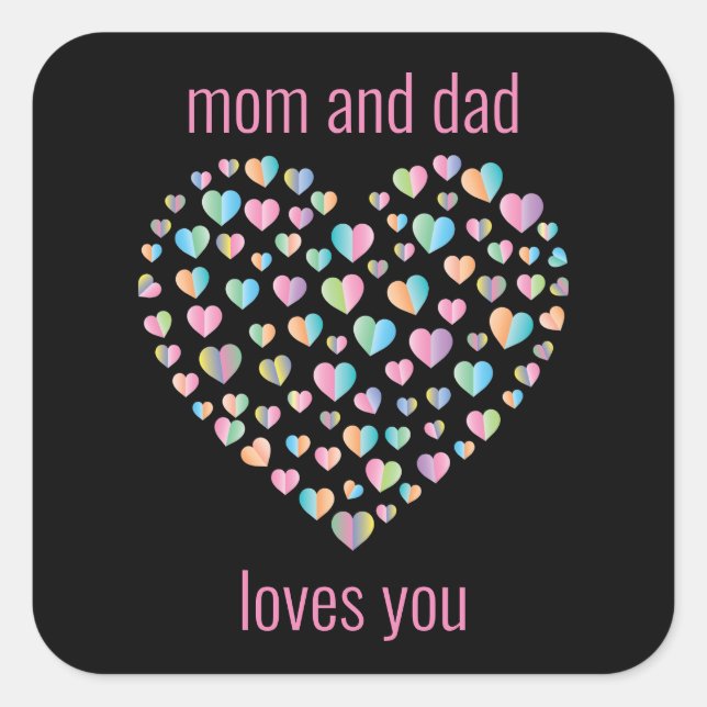 Niedliches Herzmuster Quadratischer Aufkleber (Vorderseite)