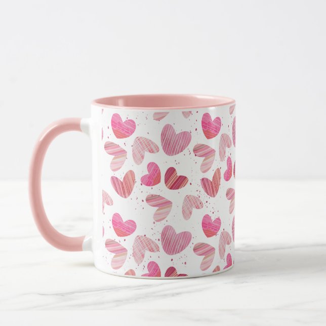 Niedliches Herzmuster Rosa und Rot Tasse (Links)