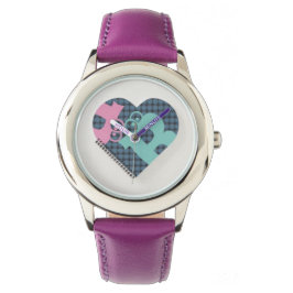 Niedliches HerzNotebook Farbe Blau Pink MODERN Armbanduhr