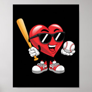 Niedliches Herzspiel Baseball Valentinstag Boys Gi Poster