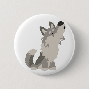 Niedliches HeulenCartoon-Wolf-Knopf-Abzeichen Button