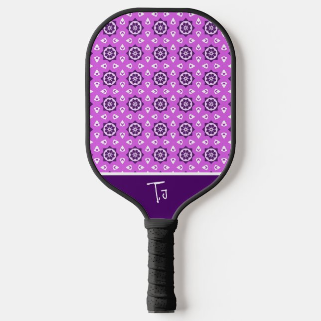 Niedliches Hexagon-Lila Muster Pickleball Schläger (Vorderseite)